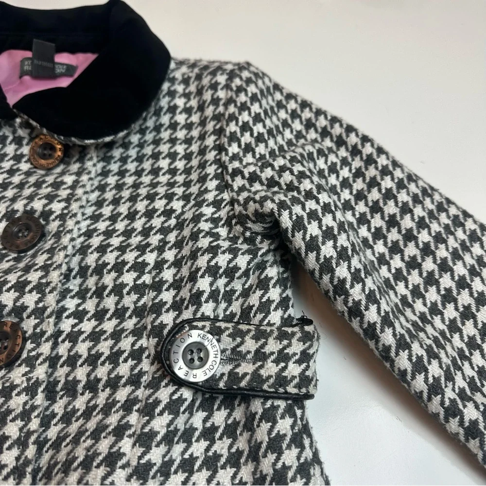 Kenneth Cole Black & White Houndstooth Girls Pea Size 3T Preppy Winter Coat